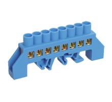 Шина "N" нулевая в комбинированном синем изоляторе на DIN-рейку 8x12 мм 8 групп  11-2314  REXANT