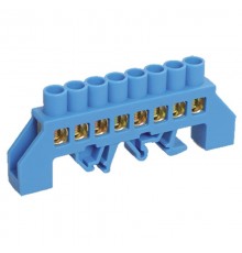 Шина "N" нулевая в комбинированном синем изоляторе на DIN-рейку 8x12 мм 8 групп  11-2314  REXANT