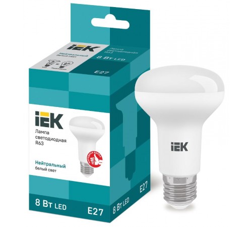 Лампа светодиодная LED 8Вт Е27 220В 4000К R63 рефлектор  LLE-R63-8-230-40-E27  IEK
