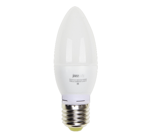Лампа светодиодная LED 5Вт Е27 220В 3000К PLED- ECO-C37 свеча  2855312A  Jazzway