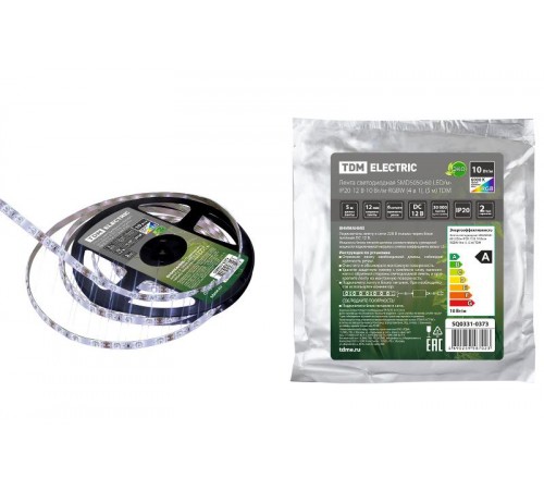 Лента светодиодная SMD5050-60 LED/м-IP20-12 В-10 Вт/м-RGBW (4 в 1), (5 м)  SQ0331-0373  TDM