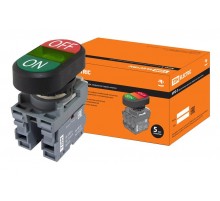 Кнопка двойная MPD3-11G (зеленая/красная) (LED) в сборе d22мм/24В (ON/OFF)  линза зеленая  SQ0747-0063  TDM