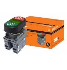 Кнопка двойная MPD3-11G (зеленая/красная) (LED) в сборе d22мм/24В (ON/OFF)  линза зеленая  SQ0747-0063  TDM
