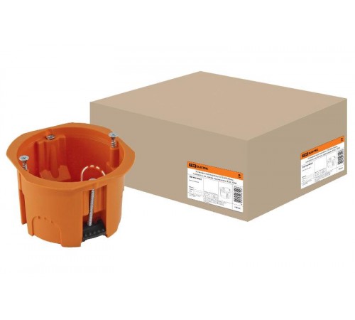 Коробка установочная 65х45 с саморезами, пластиковые лапки, оранжевая (для полых стен)  SQ1403-0022  TDM