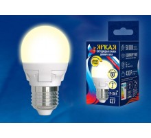 Лампа светодиодная LED-G45 7W/3000K/E27/FR/DIM PLP01WH LED, димм.. "шар", мат, серия Яркая, пр-во Россия, 3000К .  UL-00004303  Uniel