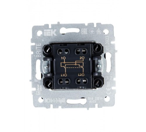 BRITE Выключатель 1-клавишный перекрестный 10А ВС10-1-3-БрШ шампань  BR-V13-0-10-K37  IEK