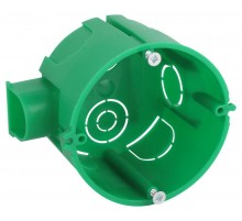 Коробка установочная  KUTS1-68-45-green зеленая 68х45мм для твердых стен с саморезами, один стыковочный узел IP20 KUTS1-68-45-green  Б0061164  ЭРА