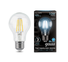 Лампа светодиодная Black LED Filament A60 E27 10W 970lm 4100К  102802210  Gauss