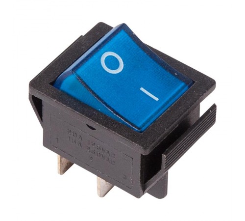 Выключатель клавишный 250V 16А (4с) ON-OFF синий  с подсветкой (RWB-502, SC-767, IRS-201-1)   36-2331-1  REXANT