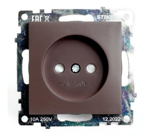 Розетка 1-местная с защитной шторкой (механизм) б/з, 250В, 10А, серия Катрин, GLS10-7109-04, шоколад  49025  STEKKER