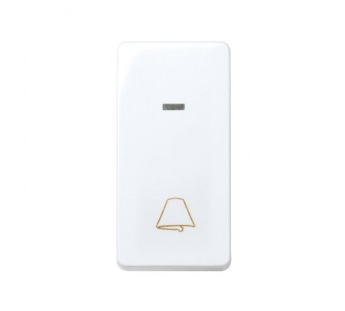 Simon 27 Выключатель 1-кл кнопочный с подсветкой, с пиктограммой "звонок", узкий модуль, 10А 250В, S  27160-64  Simon