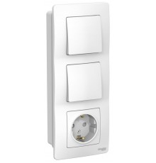 Blanca Белый С/У Блок:Розетка з/к шт 16А, 250В+выкл1-клавишный+выкл 1-клавишный  BLNBS101101  SE