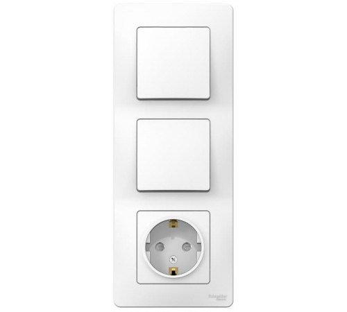 Blanca Белый С/У Блок:Розетка з/к шт 16А, 250В+выкл1-клавишный+выкл 1-клавишный  BLNBS101101  SE