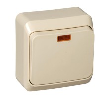 Этюд Кремовый О/У Переключатель 1-клавишный с подсветкой  BA10-007K  SE