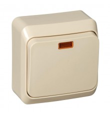 Этюд Кремовый О/У Переключатель 1-клавишный с подсветкой  BA10-007K  SE