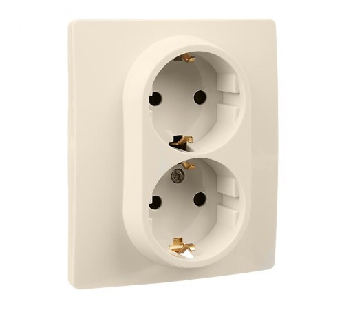 Etika Слоновая кость Розетка 2-ая с заземлением со шторками в сборе 16А 250В винтовые зажимы  672373  Legrand
