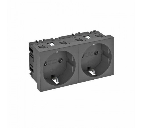 Розетка двойная 0° с з/к, 250 В, 16A (черный) (STD-D0 SWGR2)  6120030  OBO Bettermann