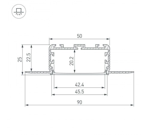 Профиль KLUS-POWER-W50H25-F-HIDE-2000  028918  Arlight