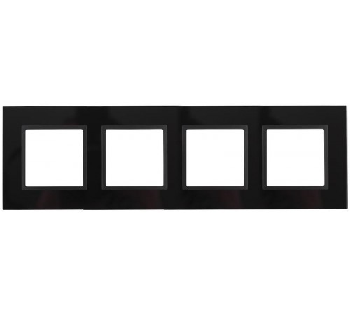 14-5104-05 Рамка на 4 поста, стекло, Эра Elegance, чёрный+антр  Б0034528  ЭРА