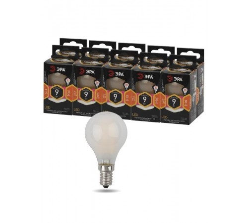 Лампа светодиодная F-LED F-LED P45-9w-827-E14 frost (филамент, шар мат, 9Вт, тепл, E14)  Б0047021  ЭРА