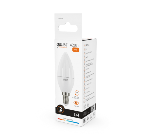 Лампа светодиодная LED 6Вт E14 220В 3000К Elementary свеча  33116  Gauss