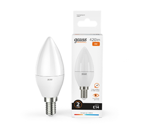 Лампа светодиодная LED 6Вт E14 220В 3000К Elementary свеча  33116  Gauss