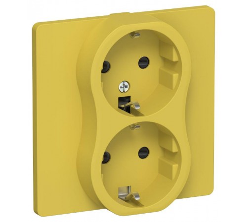 FLITE Розетка 2-ая с заземлением со шторками 16А РСш12-0-К-ФлЖК желтый карри  FI-R24C-16-K44  IEK