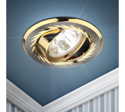 Светильник точечный встраиваемый под лампу KL6A 50Вт MR16 сатин никель/золото литой  C0043674  ЭРА