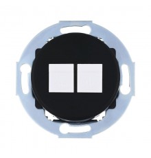 Накладка с суппортом розетки компьютерной и телефонной на 2 входа (черный) БЕЗ механизма Vintage  886208-0  Ecoplast