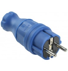 Вилка прямая каучук ОМЕГА IP44 синяя ВБп3-1-0м  PKR01-016-2-K07  IEK