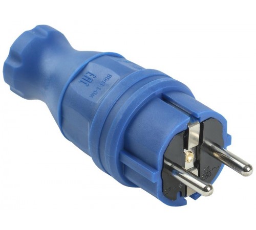 Вилка прямая каучук ОМЕГА IP44 синяя ВБп3-1-0м  PKR01-016-2-K07  IEK