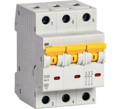 Выключатель автоматический трехполюсный ВА47-60МА без тепл. расцеп. 3P 50А 6кА D  MVA33-3-050-D  IEK