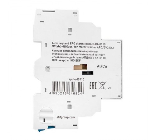 Контакт сигнализации аварийного отключения + вспомогательный контакт мгновенного действия АПД/GV2 АК-0110 1НЗ (авар.) + 1НО  apd-ad0110  EKF