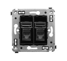 Розетка RJ-45 в стену, кат.6 двойная, Avanti, "Черный квадрат"  4402294  DKC