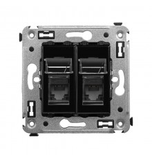 Розетка RJ-45 в стену, кат.6 двойная, Avanti, "Черный квадрат"  4402294  DKC