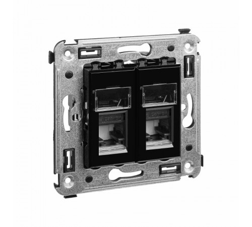 Розетка RJ-45 в стену, кат.6 двойная, Avanti, "Черный квадрат"  4402294  DKC