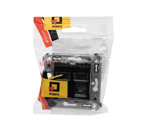 Розетка RJ-45 в стену, кат.6 двойная, Avanti, "Черный квадрат"  4402294  DKC