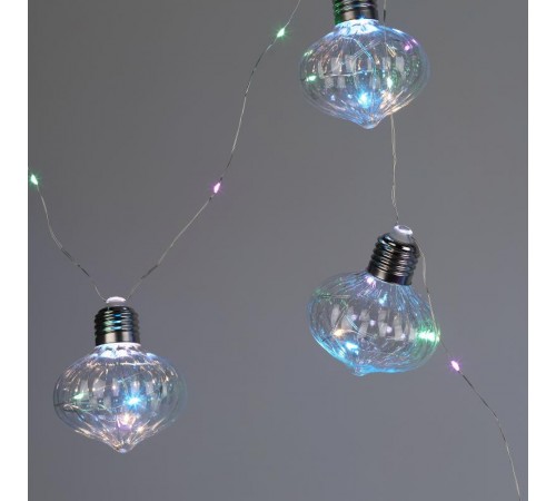 Гирлянда Лампочки мультиколор 80 micro  диодов, ЕGNIG - 80M  , 1,8 м, 10 колб 7*7 см, 3*АА, IP20  Б0051879  ЭРА