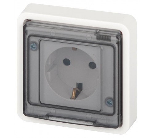 Розетка ЭРА Эксперт 11252101 с заземлением IP55, 16A, 250В, СУ, Белый  Б0063259  ЭРА