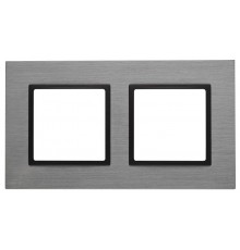14-5202-42 Рамка на 2 поста, металл, Эра Elegance, титан+антр  Б0034552  ЭРА