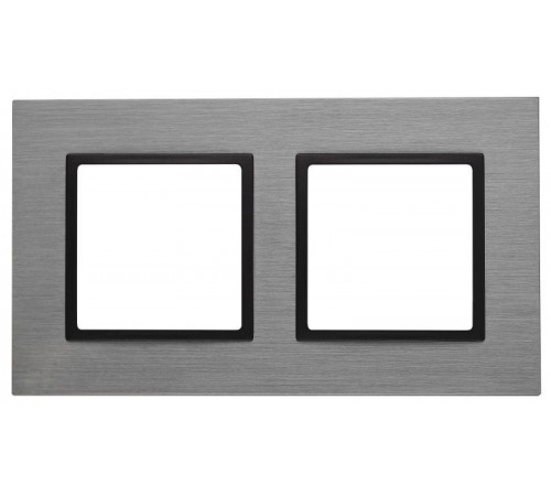 14-5202-42 Рамка на 2 поста, металл, Эра Elegance, титан+антр  Б0034552  ЭРА