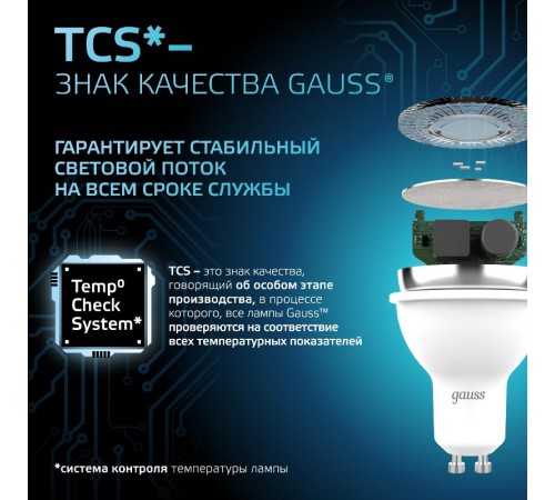 Лампа светодиодная LED 7Вт GU10 220В 4100К MR16  101506207  Gauss