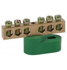 Шина PE "земля" на одном угловом изоляторе ШНИ-6х9-6-У1-Зеленый (10/250/20000) NO-222-102-1  Б0044151  ЭРА