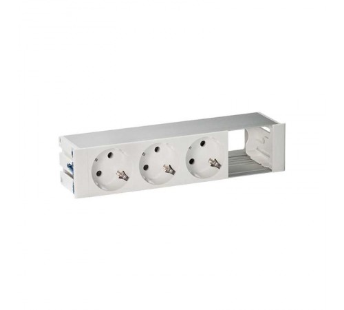 Simon S400 Врезной розеточный блок с крышкой, ввод щетка, 3x2P+E, 1 пустое отверстие, алюминий, Simon 400  44403000-133  Simon