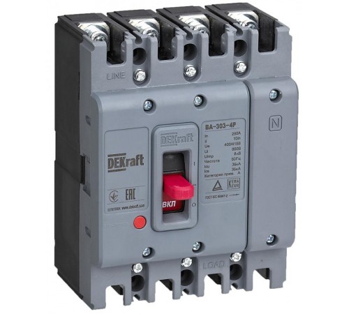 Силовой авт. выкл. 4P 180А 36кА ВА-303  22784DEK  DEKraft
