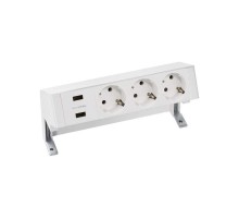 Настольный x4 розеточный блок, 3x2P+E, 2xUSB з/у, белый, S400  42423000-130  Simon