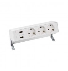 Настольный x4 розеточный блок, 3x2P+E, 2xUSB з/у, белый, S400  42423000-130  Simon