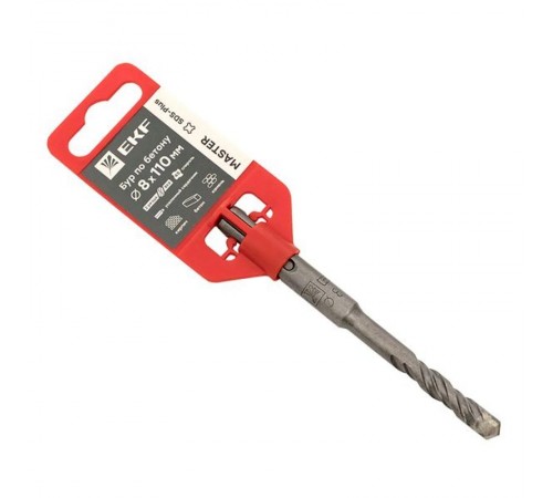 Бур по бетону SDS-plus 8х110 мм (2 резца)(4S спираль) EKF Master  db-8-110-2x4  EKF