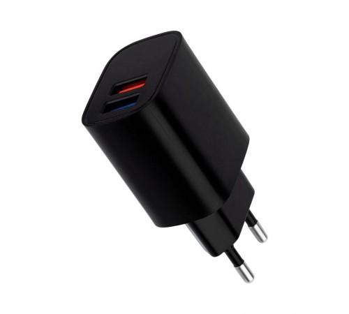 Сетевое зарядное устройство 2 x USB, 5V, 2.4 A, черное  16-0283  Rexant