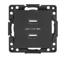 Стокгольм Механизм Розетки USB 2-местной 2,1А черный PROxima  EZR16-028-10-2USB  EKF